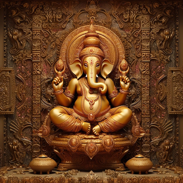 illustratie van God Ganesha 3D-blender renderen zachte kleuren Zijaanzicht