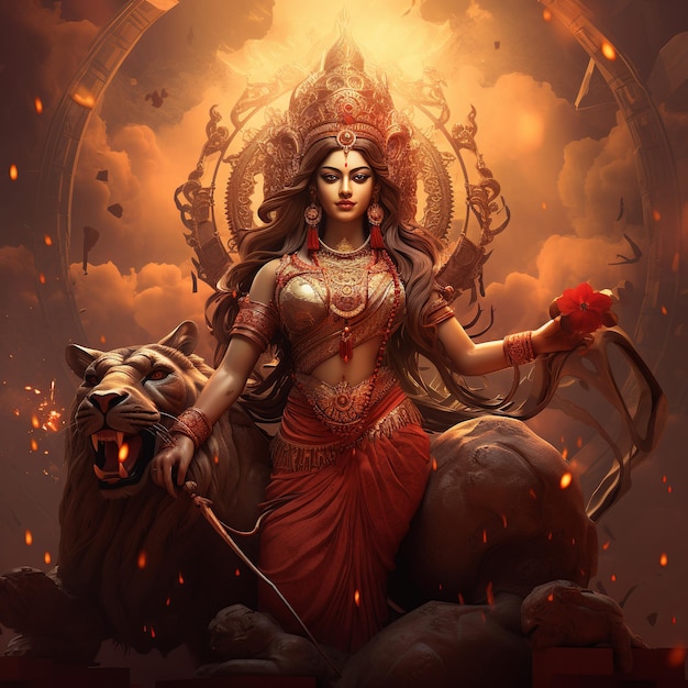 illustratie van godin Durga, ook bekend als Shakti of Devi, is de