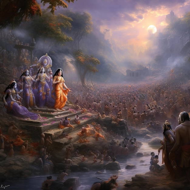illustratie van Govardhan Puja en het aanbidden van de berg