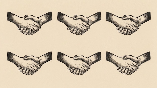 Illustratie van handdrukken die overeenstemming en samenwerking symboliseren
