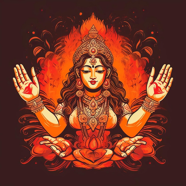 illustratie van Handen van godin Durga Shubh Navratri festival Happy Generative ai