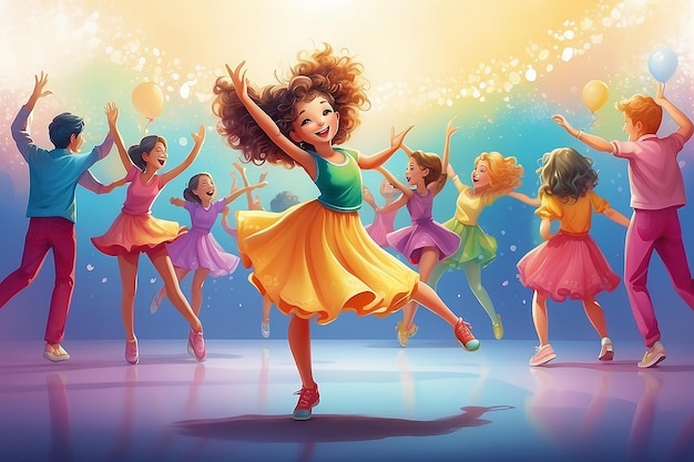 Illustratie van Happy Girl Dancing EPS 10