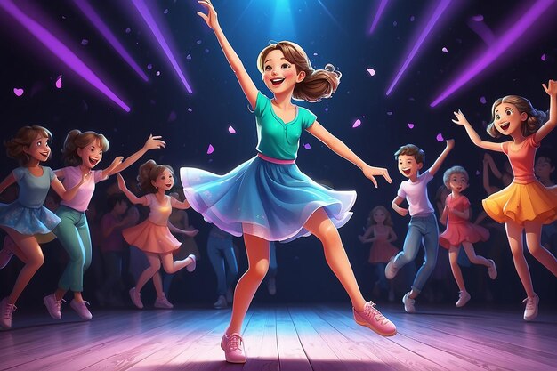 Illustratie van Happy Girl Dancing EPS 10