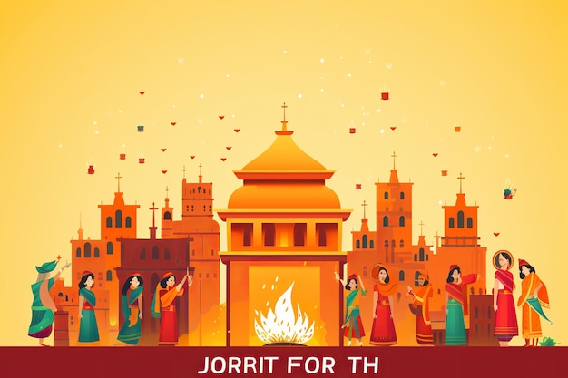 illustratie van Happy Lohri festival van Punjab India Lohri celebra