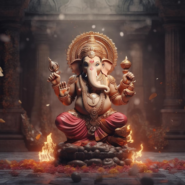 Illustratie van heer Ganesha voor ganesh chaturthi Generatieve ai