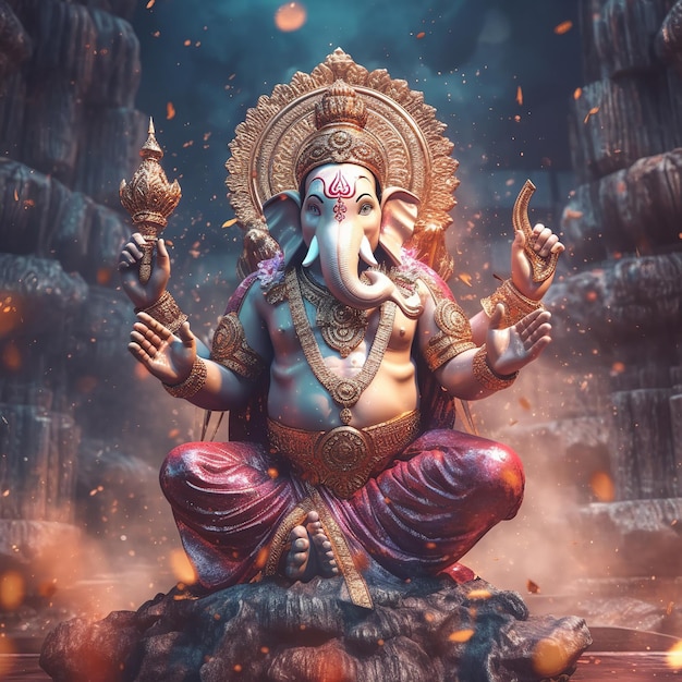 Illustratie van heer Ganesha voor ganesh chaturthi Generatieve ai