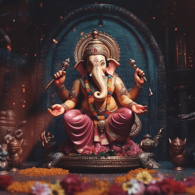 Illustratie van heer Ganesha voor ganesh chaturthi Generatieve ai