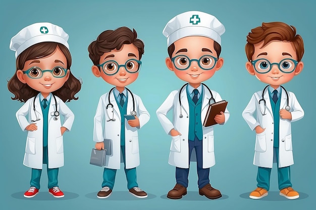 Illustratie van het beroepskostume van een arts voor kinderen