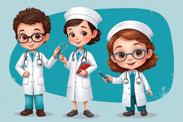 Illustratie van het beroepskostume van een arts voor kinderen