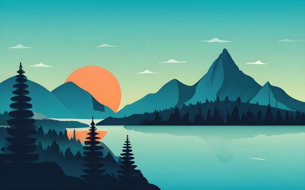 illustratie van het cartoonish landschap ai gegenereerd