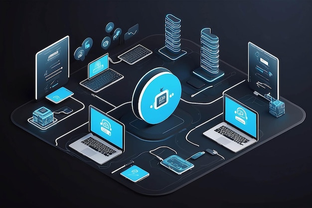 Illustratie van het concept van cloudhosting