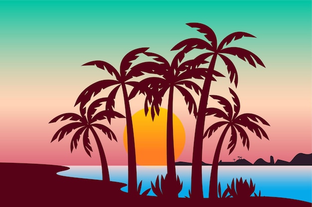Illustratie van het concept van de palmboom Vrije vector