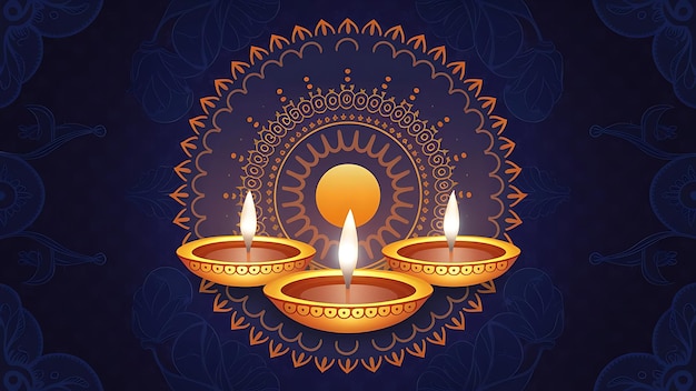 illustratie van het Diwali-festival met prachtig gemaakte Diya-olielampen
