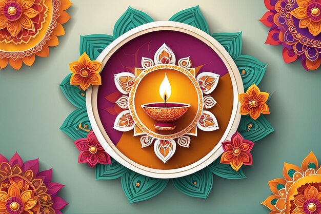 illustratie van het hindoe-feest Diwali achtergrondillustratie van het Hindoe-festival Diwali achtergrundhapp