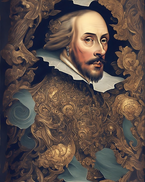Illustratie van het ingewikkelde kunstwerkmeesterwerk van William Shakespeare