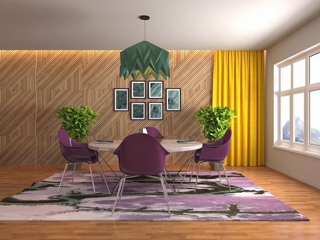 Illustratie van het interieur van de eetkamer