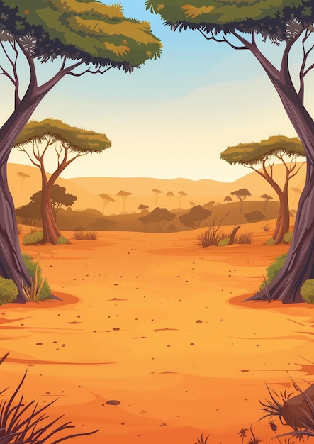 Illustratie van het landschap van de Afrikaanse savanne