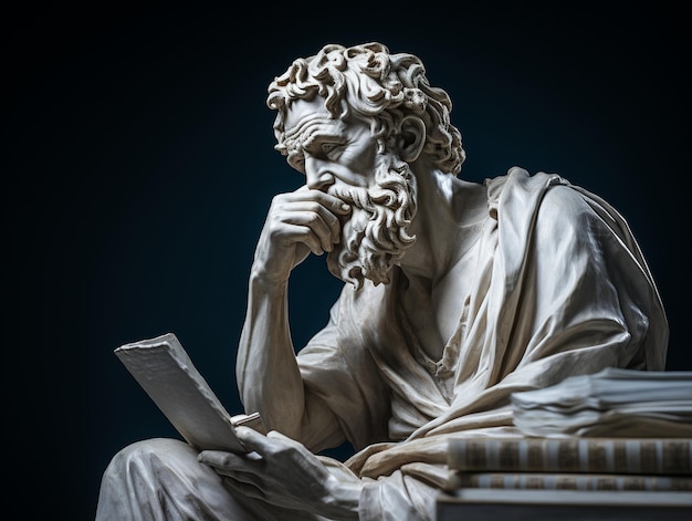 illustratie van het standbeeld van de filosoof