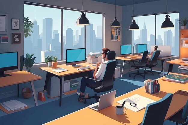 Illustratie van het telecommutingconcept