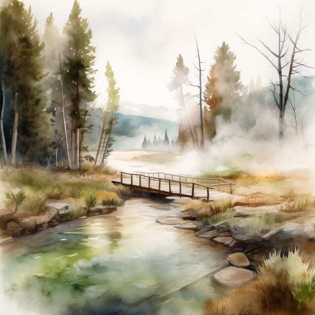 Illustratie van het Yellowstone National Park