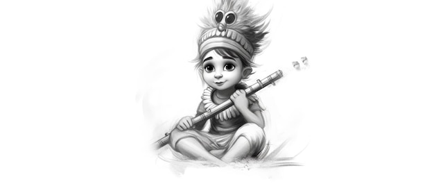 Illustratie van Indian God feather fluit of bansuri Ai gegenereerd