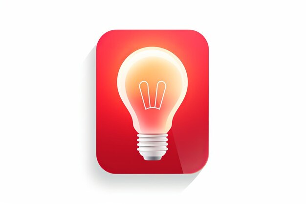 Foto illustratie van ios app pictogram verlichting gloeilamp rood plat ontwerp wit generative ai