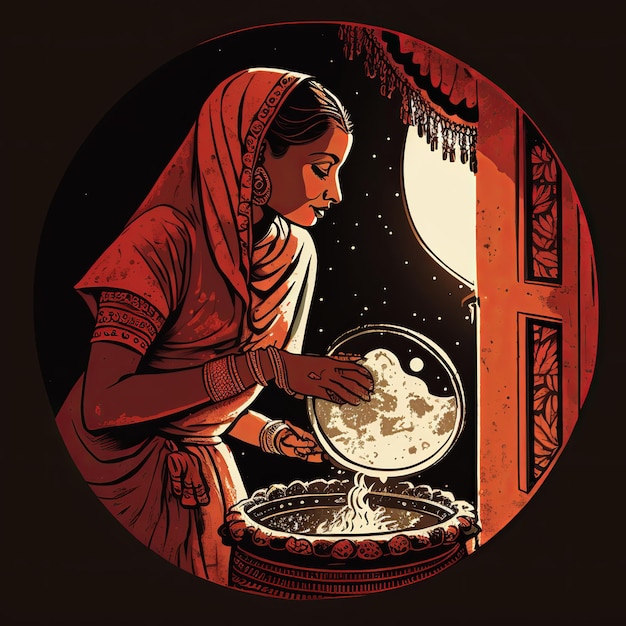 Illustratie van karva Chauth Generatieve Ai