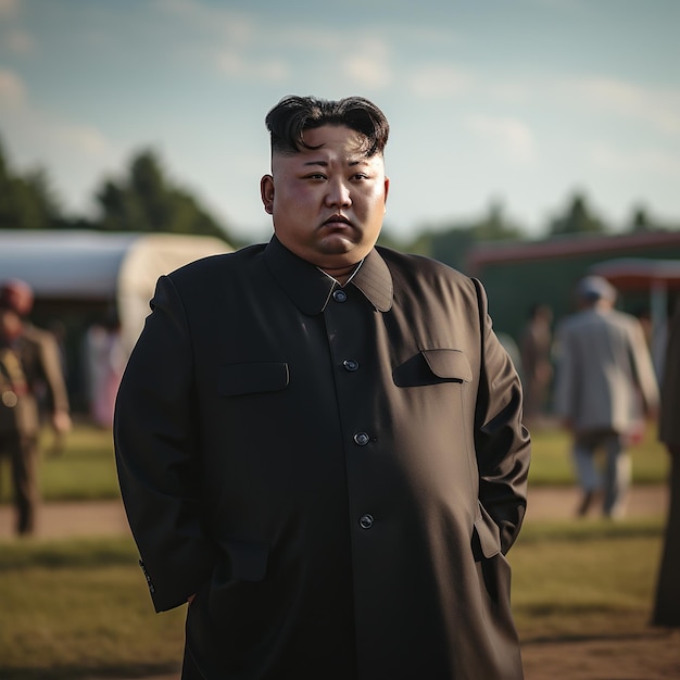 illustratie van Kim Jong-un zijwaarts genomen 60mm lens fov cinematic