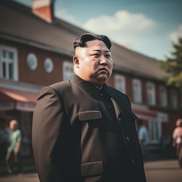 illustratie van Kim Jong-un zijwaarts genomen 60mm lens fov cinematic