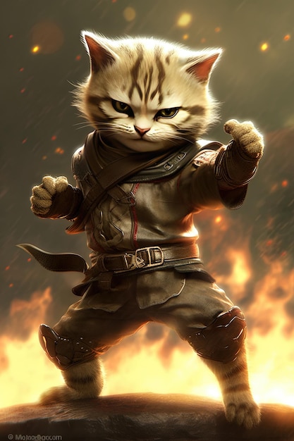 illustratie van kitte cat ninja wallpaper achtergrond