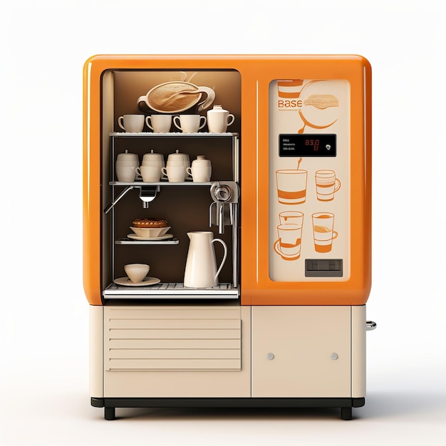 illustratie van koffieautomaat 3D-weergave van een kopje koffie