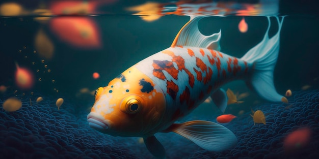 Illustratie van koi vissen onderwater AI gegenereerde inhoud