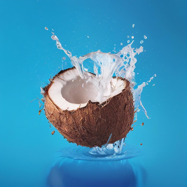 Illustratie van kokosnoot met plonssap
