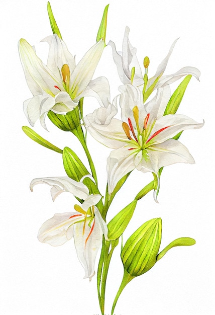 Illustratie van Lily Flower in aquarel stijl