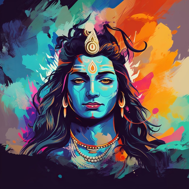 illustratie van Lord Shiva met kleurrijke achtergrond