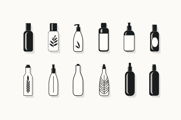 Foto illustratie van minimalistische platte iconen in zwart en wit