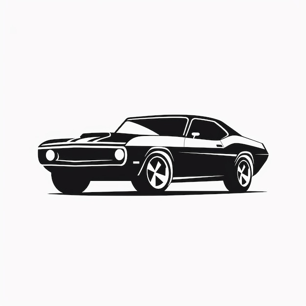 illustratie van modern minimalistisch logo van muscle car zwarte vector