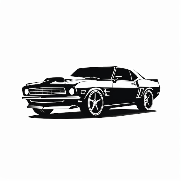 illustratie van modern minimalistisch logo van muscle car zwarte vector