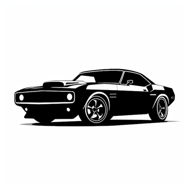 illustratie van modern minimalistisch logo van muscle car zwarte vector