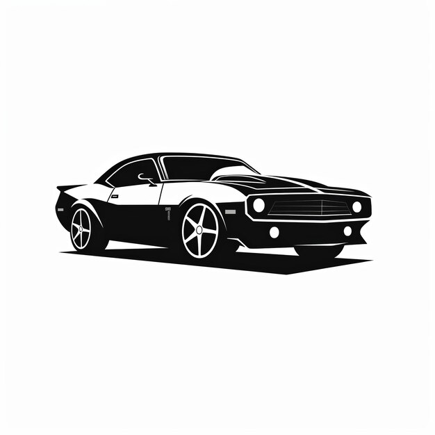 illustratie van modern minimalistisch logo van muscle car zwarte vector