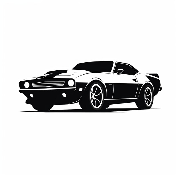 illustratie van modern minimalistisch logo van muscle car zwarte vector