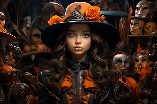 illustratie van mooie heks op Halloween achtergrond Halloween concept