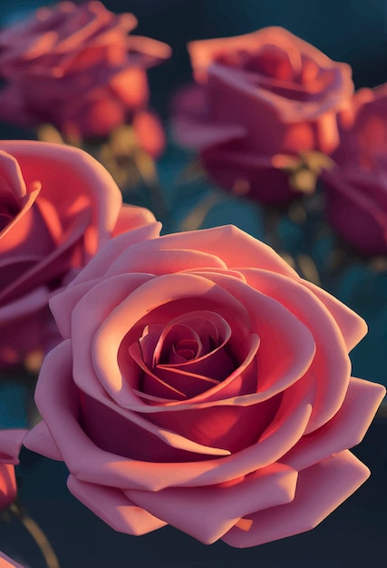 Illustratie van mooie roze rozen roze rozen achtergrond