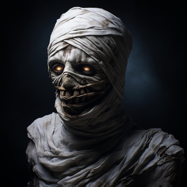 illustratie van mummie met verband spookachtig vuil oud realistisch