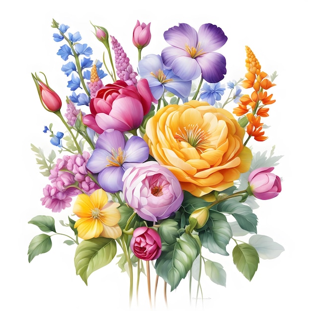 Illustratie van olieverf schilderij boeket van bloemen generatieve ai