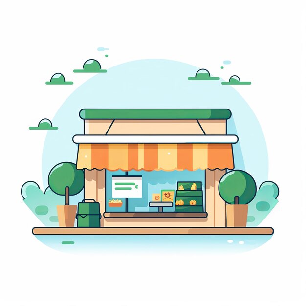 Foto illustratie van online winkel eenvoudige platte minimale vector