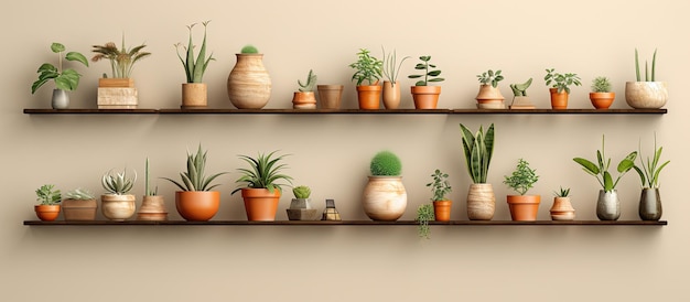 Illustratie van planken met planten