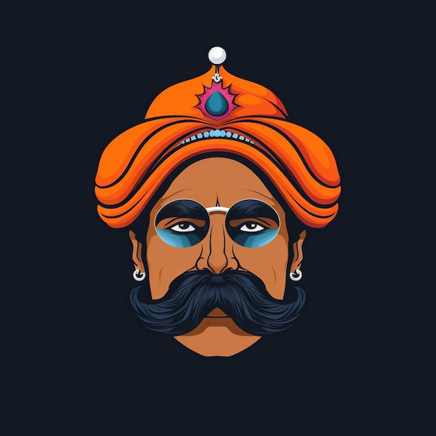 Foto illustratie van rajasthani turban en snor icoon