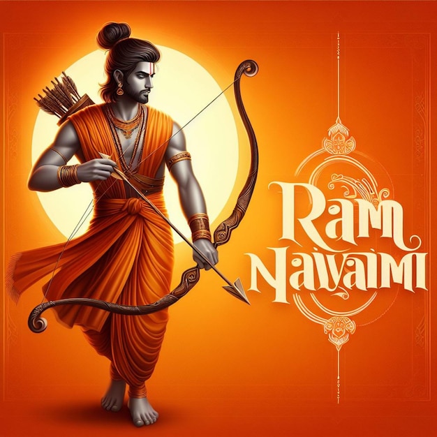 Illustratie van Ram Navami dag met pijl en boog vector