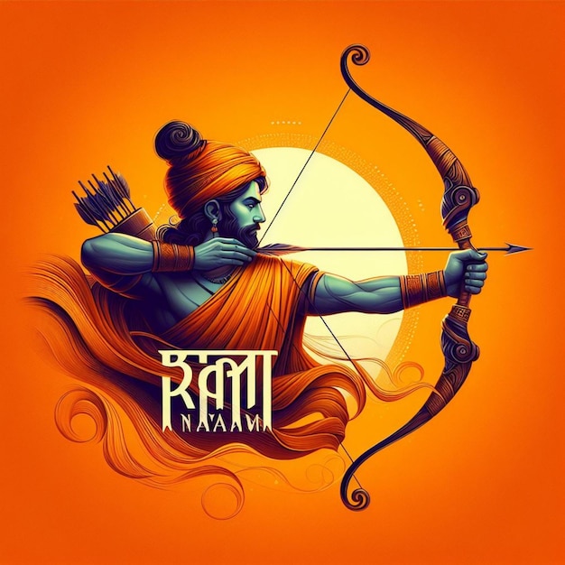 Illustratie van Ram Navami dag met pijl en boog vector